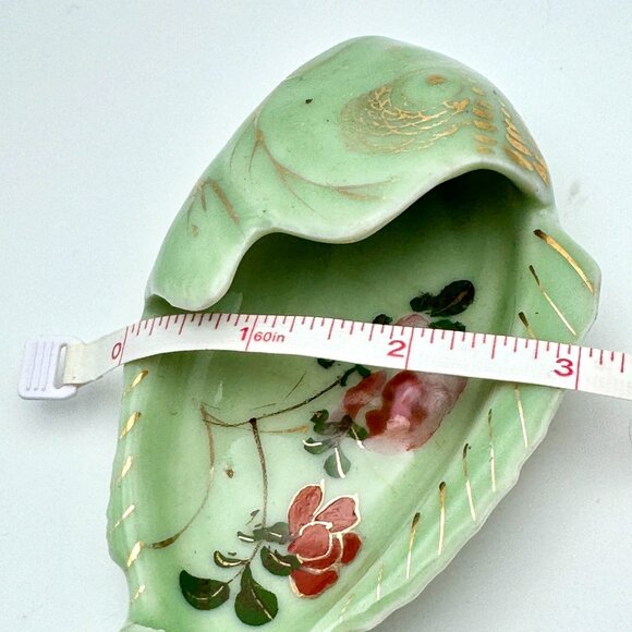 Antique Chinese Hand-Painted Fish Shaped Ceramic Dish Qing Dynasty Green - Picture 4 of 10